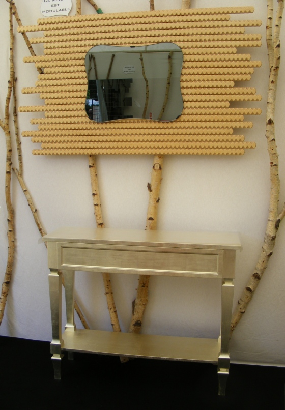 Miroir bois naturel console dorée fabriqué en France