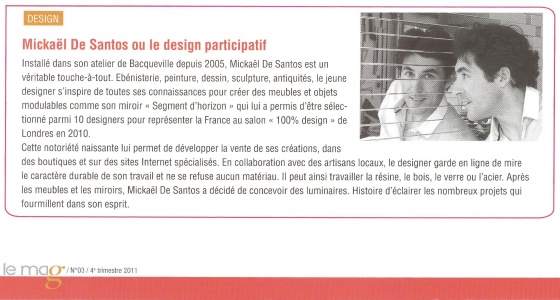 Mickaël De Santos, designer normand dans le magazine le Mag