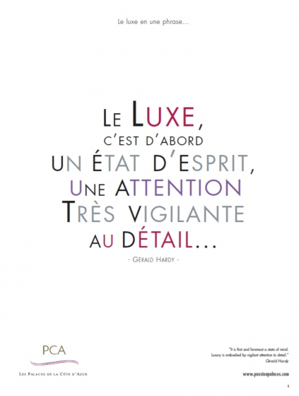 Passion Palace,définition du luxe formulée par Gerald Hardy,