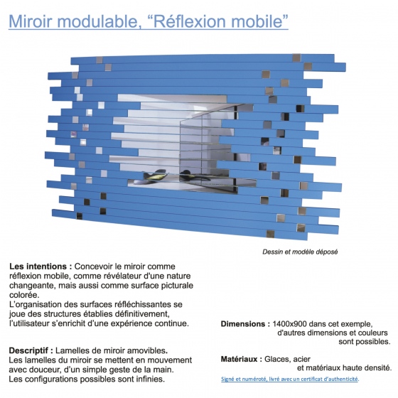 création produits design de luxe,miroir mural signé du designer Francais Mickael de Santos