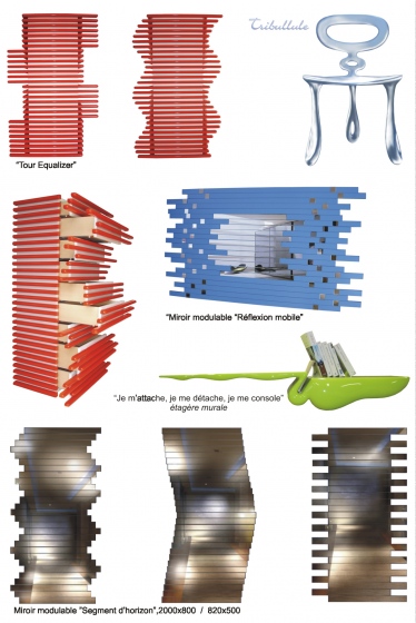 Chaise designTribullule,Tour design Equalizer,miroirs designer Segment d’horizon,Réflexion mobile