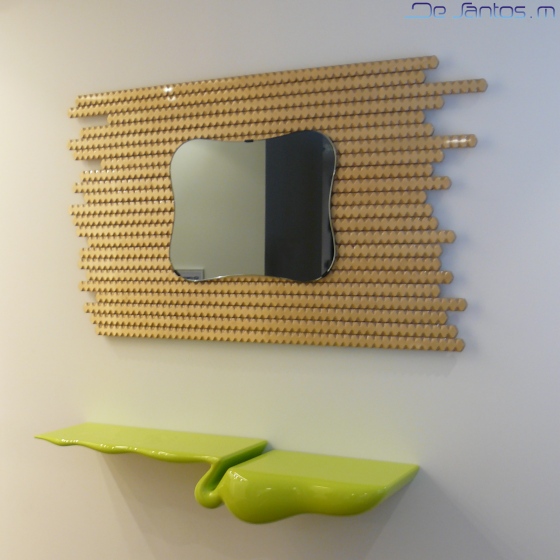 Miroir design modulable -Regard Ondulant- et console au design organique ..Je m’attache, je me détache, je me console..